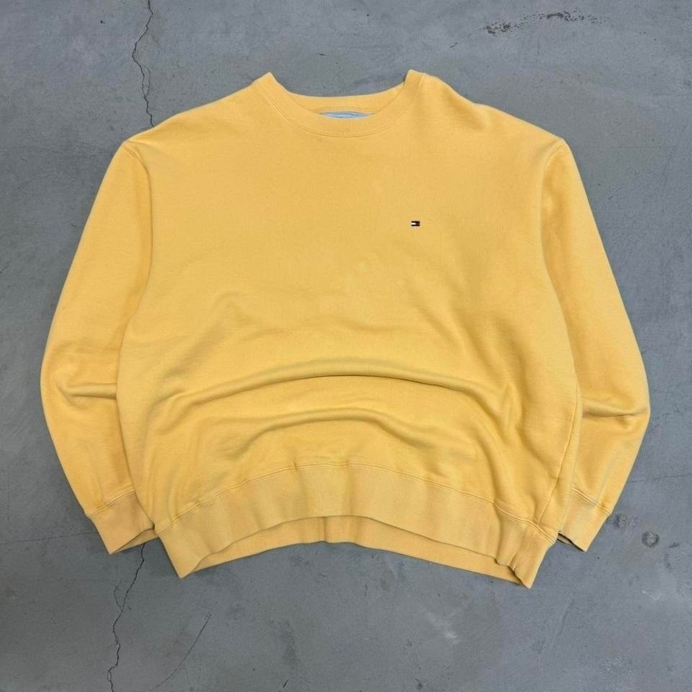 2000s‎ tommy hilfiger yellow blank crewneck sweatshirt
